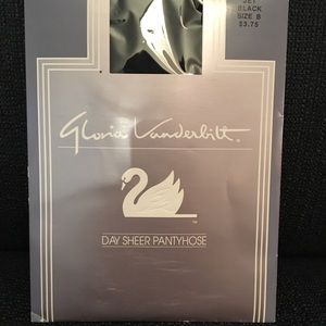 Vintage Gloria Vanderbilt pantyhose jet black VTG